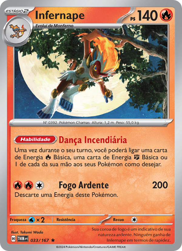 Infernape 033 — Máscaras do Crepúsculo (Portuguese Pokémon TCG card)