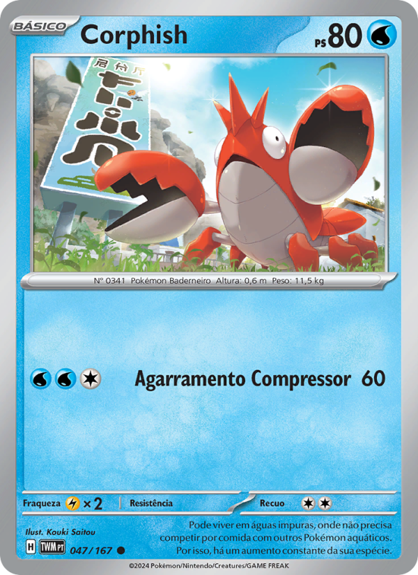 Corphish 047 — Twilight Masquerade (Portuguese Pokémon TCG card)