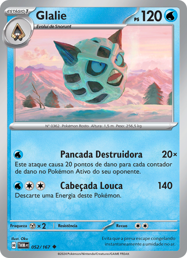 Glalie 052 — Máscaras do Crepúsculo (Portuguese Pokémon TCG card)