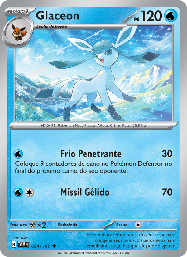 Glaceon 054 — Máscaras do Crepúsculo (Portuguese Pokémon TCG card)