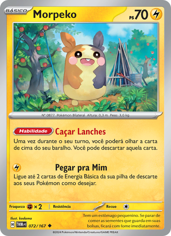 Morpeko 072 — Máscaras do Crepúsculo (Portuguese Pokémon TCG card)