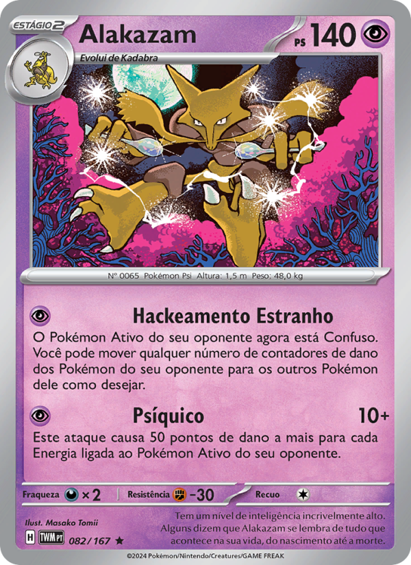 Alakazam 082 — Máscaras do Crepúsculo (Portuguese Pokémon TCG card)