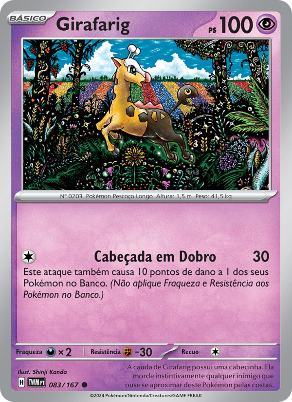 Girafarig 083 — Máscaras do Crepúsculo (Portuguese Pokémon TCG card)