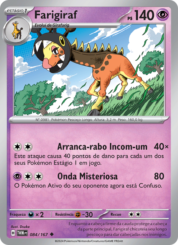 Farigiraf 084 — Máscaras do Crepúsculo (Portuguese Pokémon TCG card)