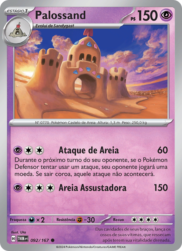 Palossand 092 — Máscaras do Crepúsculo (Portuguese Pokémon TCG card)