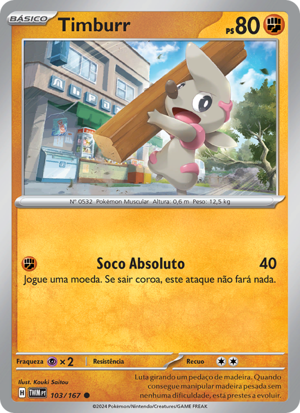 Timburr 103 — Máscaras do Crepúsculo (Portuguese Pokémon TCG card)