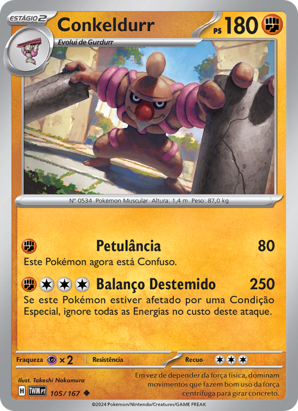 Conkeldurr 105 — Máscaras do Crepúsculo (Portuguese Pokémon TCG card)