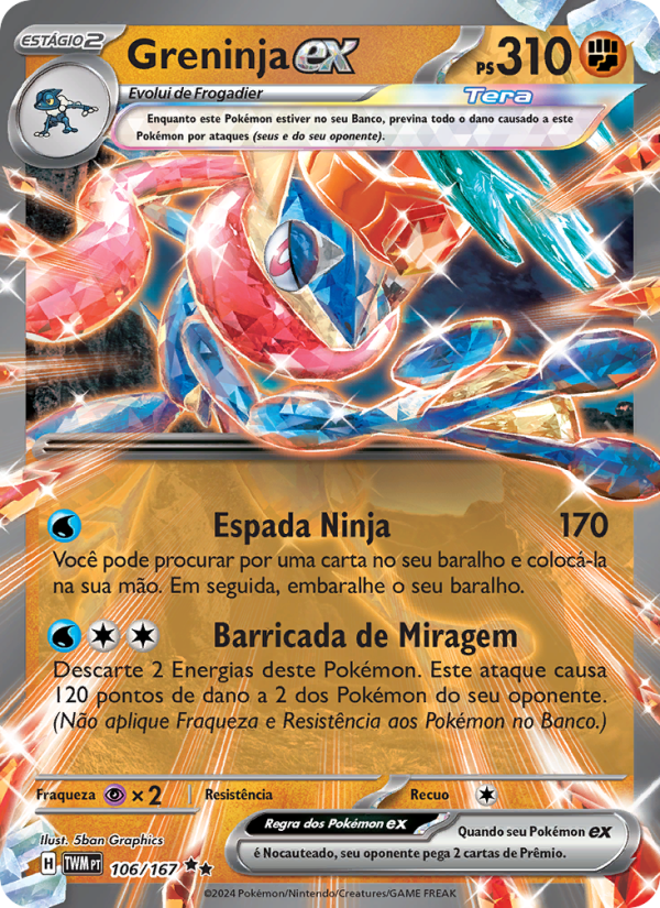 Greninja ex 106 — Máscaras do Crepúsculo (Portuguese Pokémon TCG card)