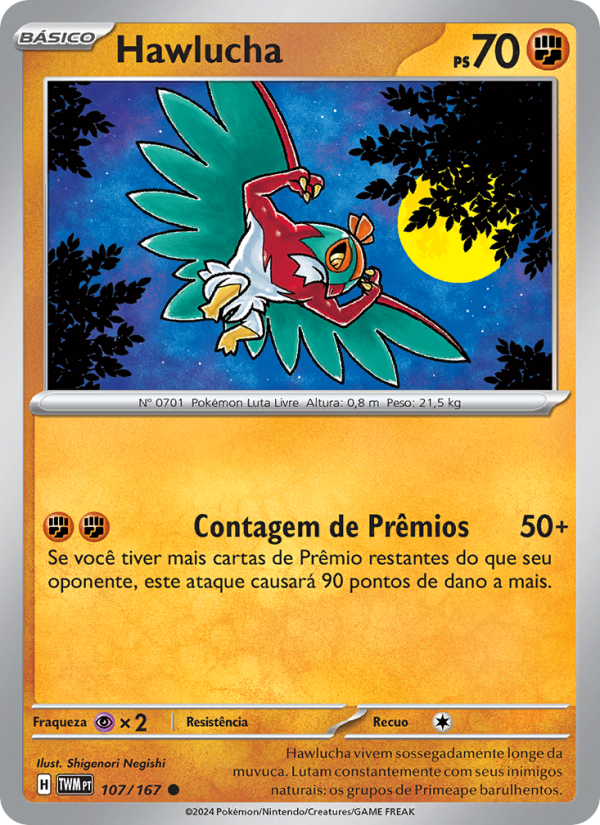 Hawlucha 107 — Máscaras do Crepúsculo (Portuguese Pokémon TCG card)