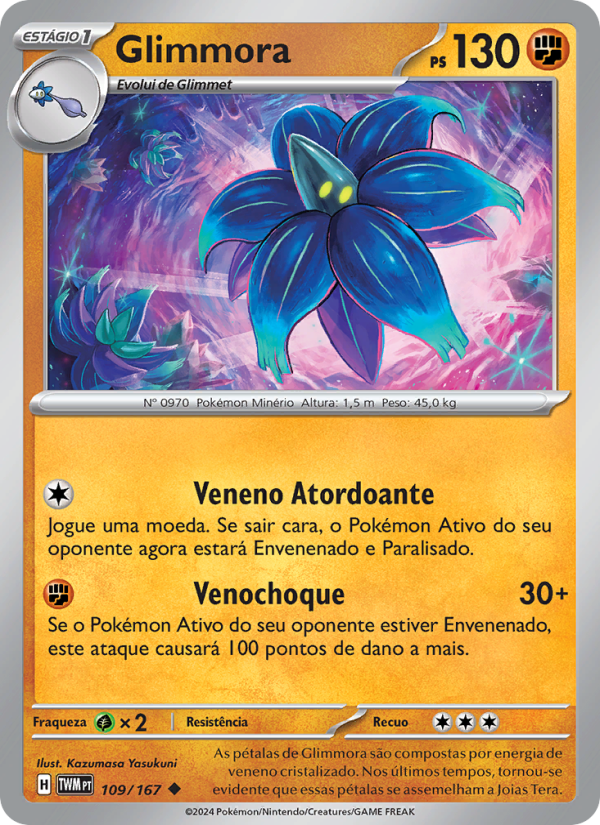 Glimmora 109 — Máscaras do Crepúsculo (Portuguese Pokémon TCG card)