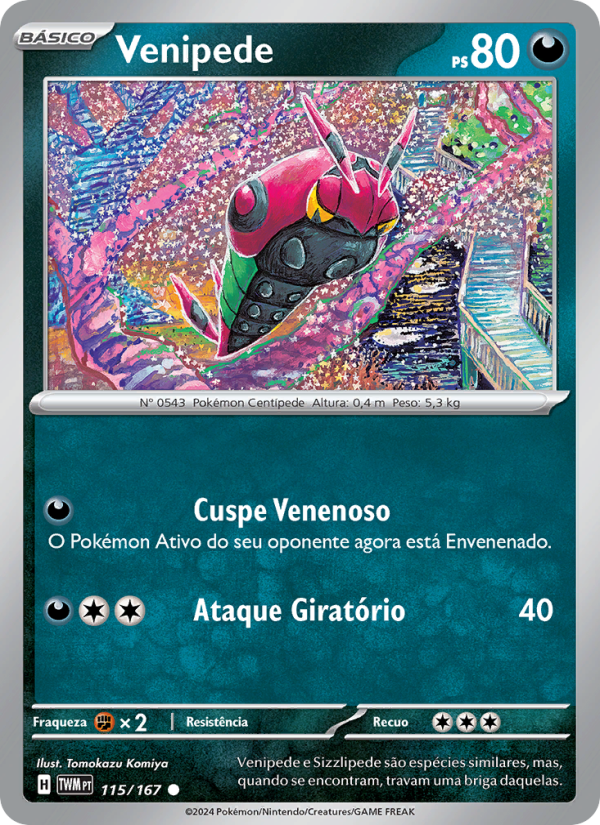 Venipede 115 — Máscaras do Crepúsculo (Portuguese Pokémon TCG card)