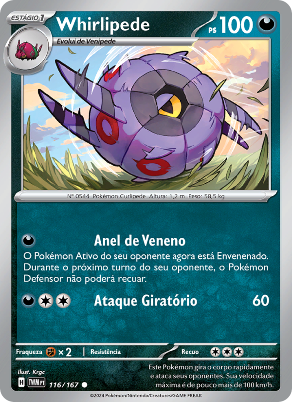 Whirlipede 116 — Máscaras do Crepúsculo (Portuguese Pokémon TCG card)