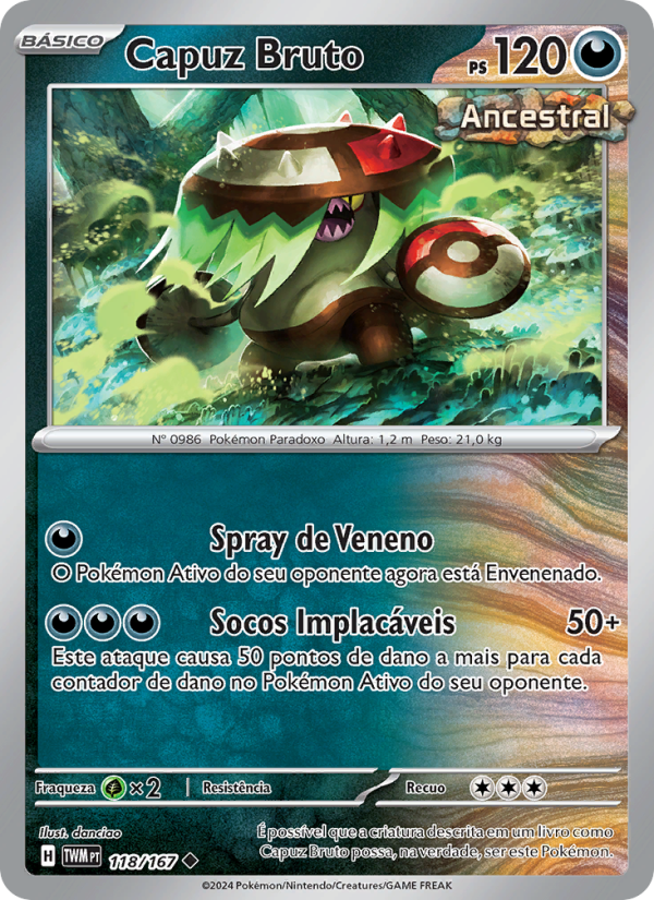 Capuz Bruto 118 — Twilight Masquerade (Portuguese Pokémon TCG card)