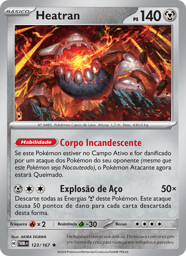 Heatran 123 — Twilight Masquerade (Portuguese Pokémon TCG card)
