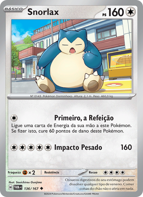 Snorlax 136 — Twilight Masquerade (Portuguese Pokémon TCG card)