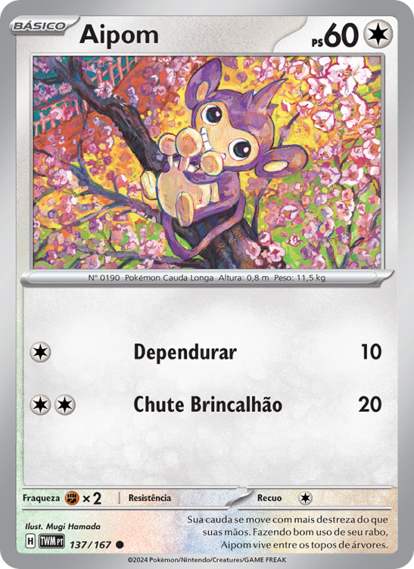 Aipom 137 — Twilight Masquerade (Portuguese Pokémon TCG card)