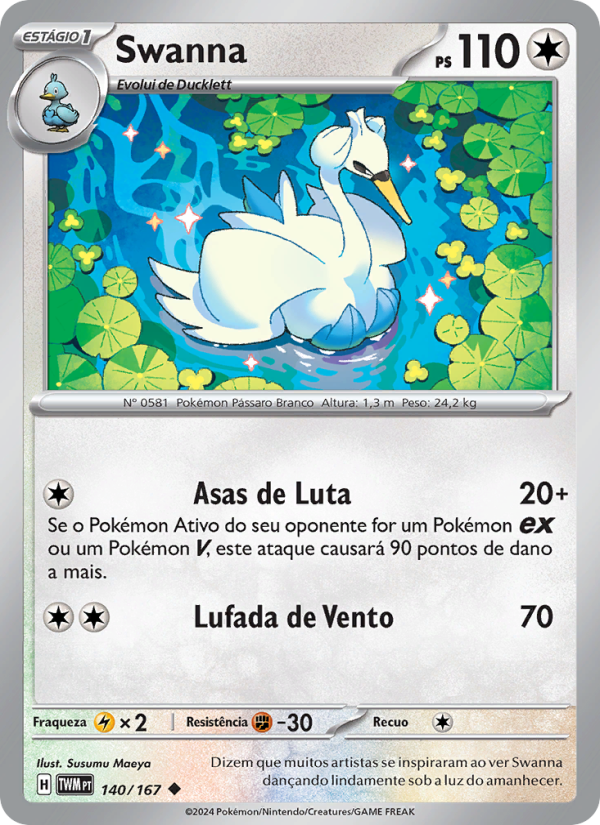 Swanna 140 — Máscaras do Crepúsculo (Portuguese Pokémon TCG card)