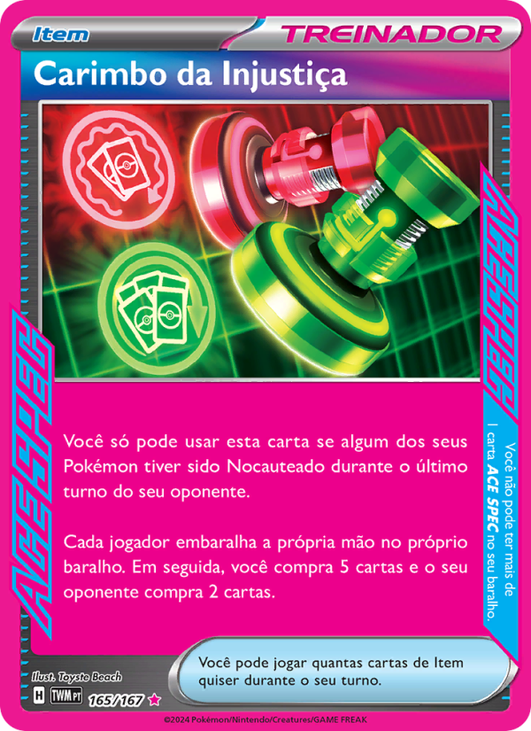 Carimbo da Injustiça 165 — Máscaras do Crepúsculo (Portuguese Pokémon TCG card)