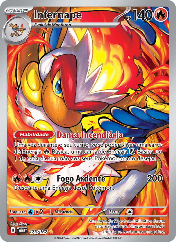 Infernape 173 — Máscaras do Crepúsculo (Portuguese Pokémon TCG card)