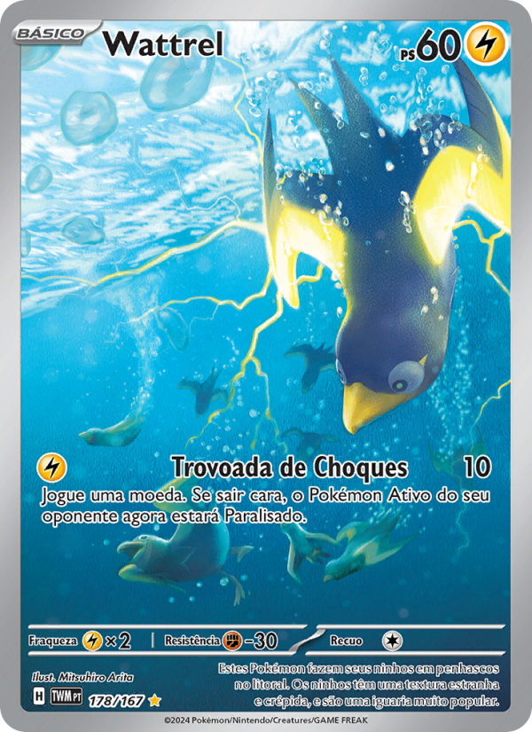 Wattrel 178 — Twilight Masquerade (Portuguese Pokémon TCG card)