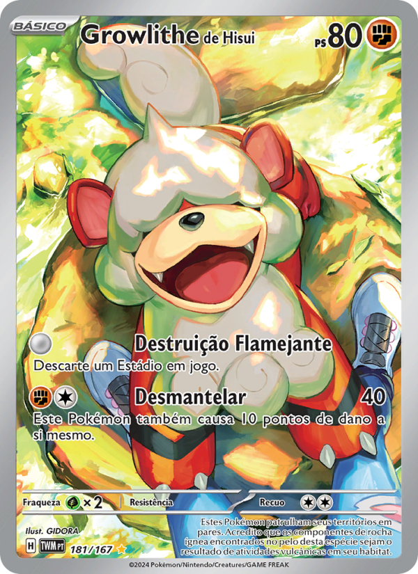 Growlithe de Hisui 181 — Twilight Masquerade (Portuguese Pokémon TCG card)