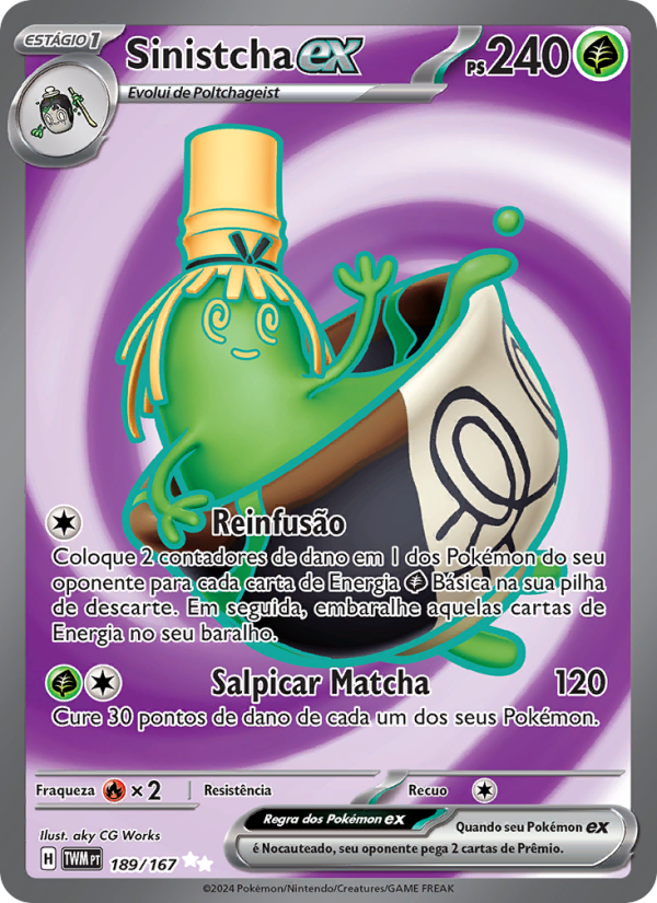 Sinistcha ex 189 — Twilight Masquerade (Portuguese Pokémon TCG card)