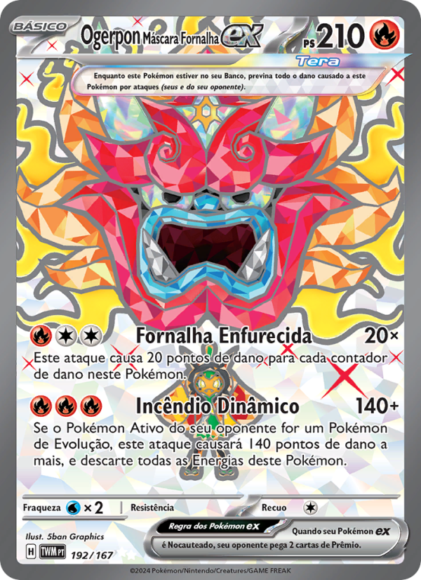 Ogerpon Máscara Fornalha ex 192 — Twilight Masquerade (Portuguese Pokémon TCG card)