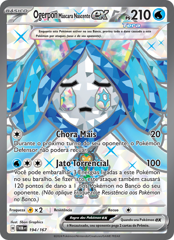 Ogerpon Máscara Nascente ex 194 — Máscaras do Crepúsculo (Portuguese Pokémon TCG card)