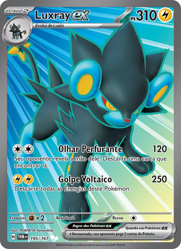 Luxray ex 195 — Máscaras do Crepúsculo (Portuguese Pokémon TCG card)