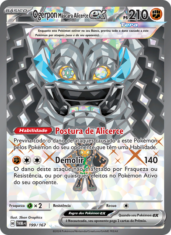 Ogerpon Máscara Alicerce ex 199 — Máscaras do Crepúsculo (Portuguese Pokémon TCG card)