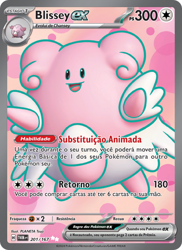 Blissey ex 201 — Máscaras do Crepúsculo (Portuguese Pokémon TCG card)