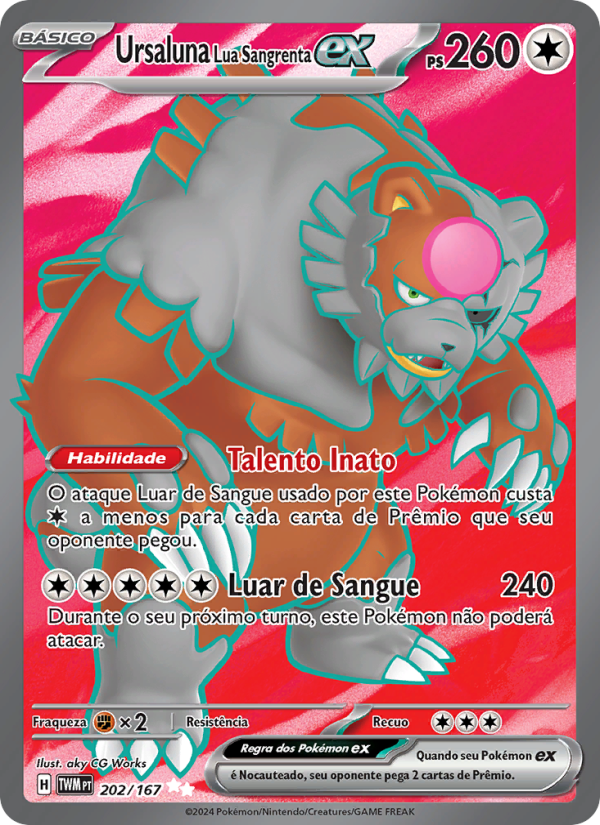 Ursaluna Lua Sangrenta ex 202 — Máscaras do Crepúsculo (Portuguese Pokémon TCG card)