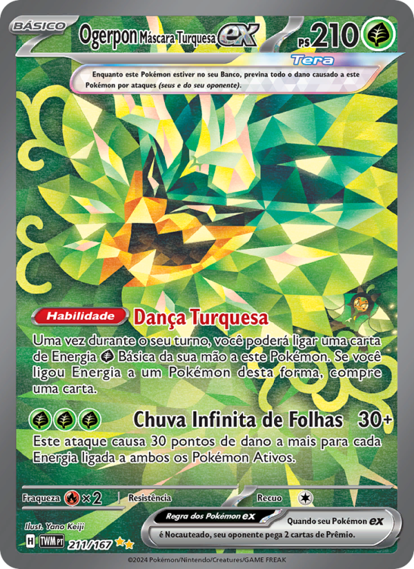 Ogerpon Máscara Turquesa ex 211 — Twilight Masquerade (Portuguese Pokémon TCG card)