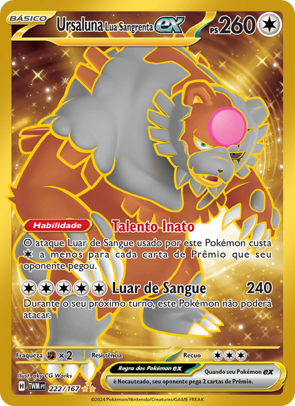 Ursaluna Lua Sangrenta ex 222 — Máscaras do Crepúsculo (Portuguese Pokémon TCG card)