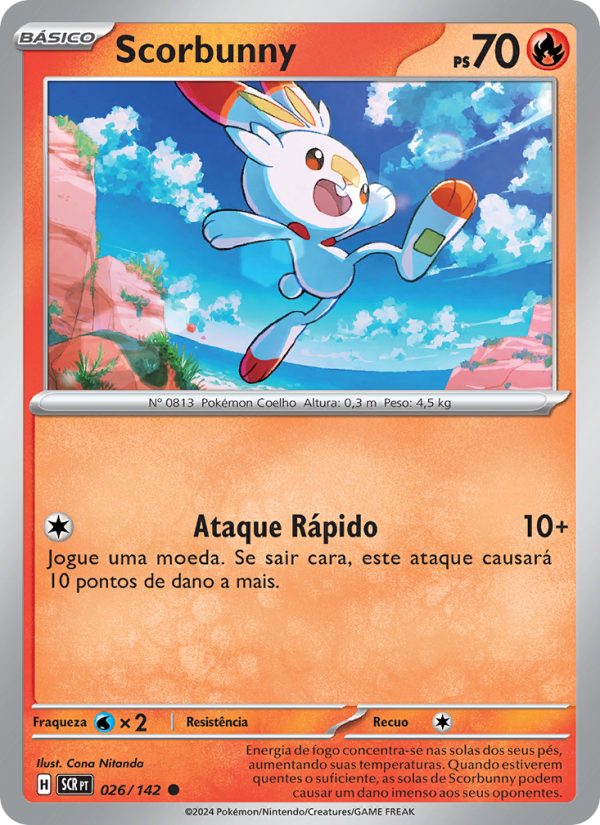 Scorbunny 026 — Coroa Estelar (Portuguese Pokémon TCG card)