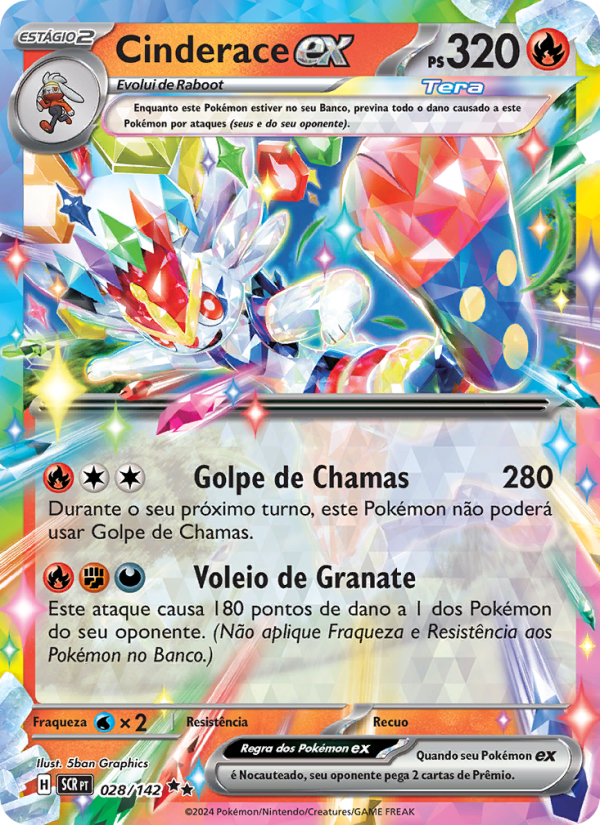 Cinderace ex 028 — Coroa Estelar (Portuguese Pokémon TCG card)