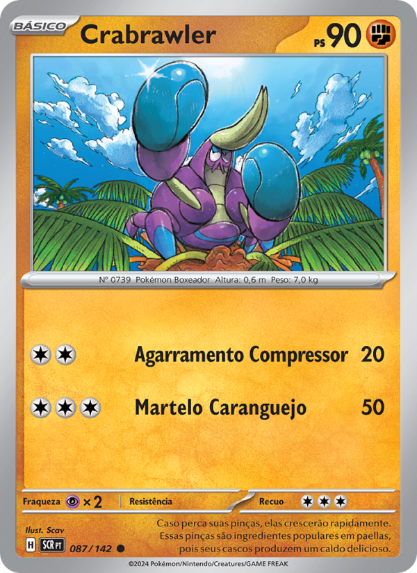 Crabrawler 087 — Stellar Crown (Portuguese Pokémon TCG card)