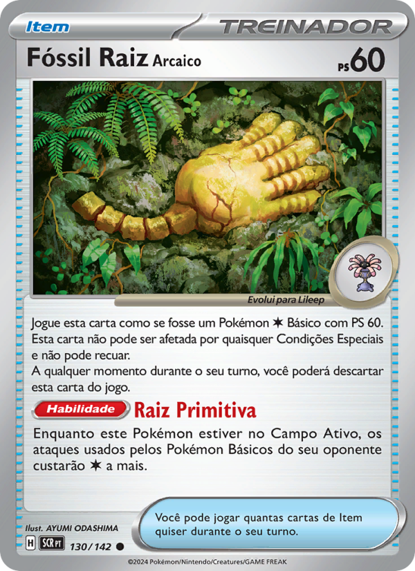Fóssil Raiz Arcaico 130 — Coroa Estelar (Portuguese Pokémon TCG card)