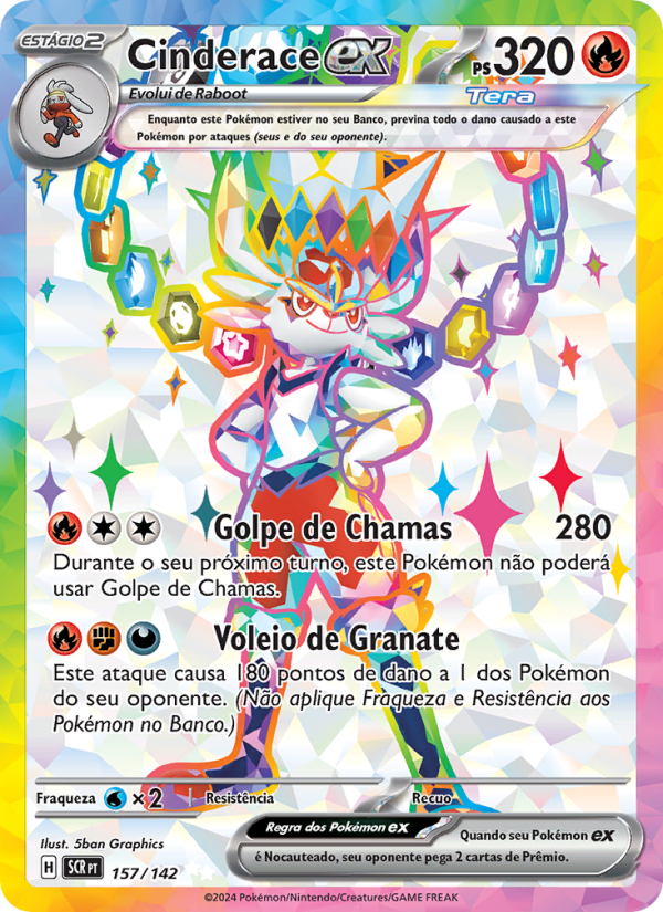 Cinderace ex 157 — Coroa Estelar (Portuguese Pokémon TCG card)