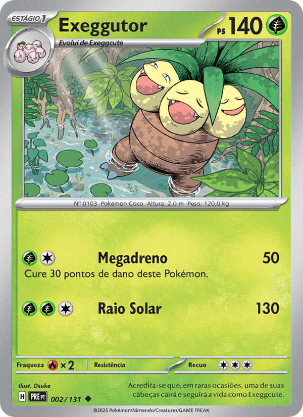 Exeggutor 002 — Prismatische Entwicklungen (Portuguese Pokémon TCG card)