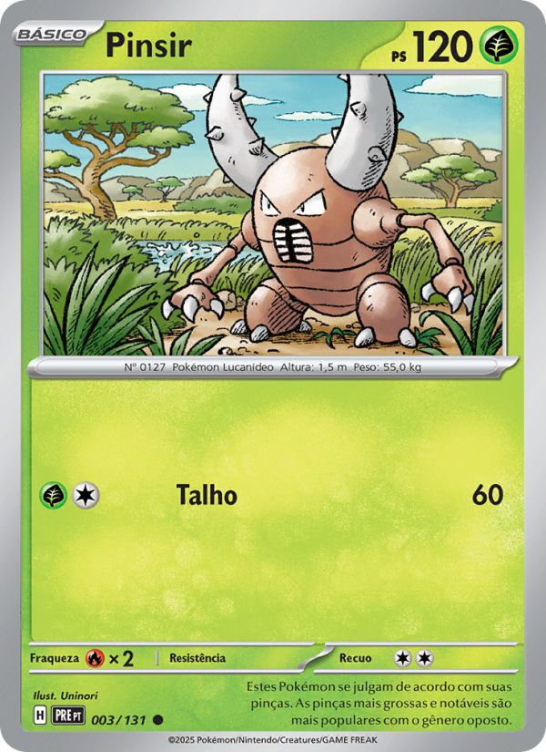 Pinsir 003 — Prismatische Entwicklungen (Portuguese Pokémon TCG card)