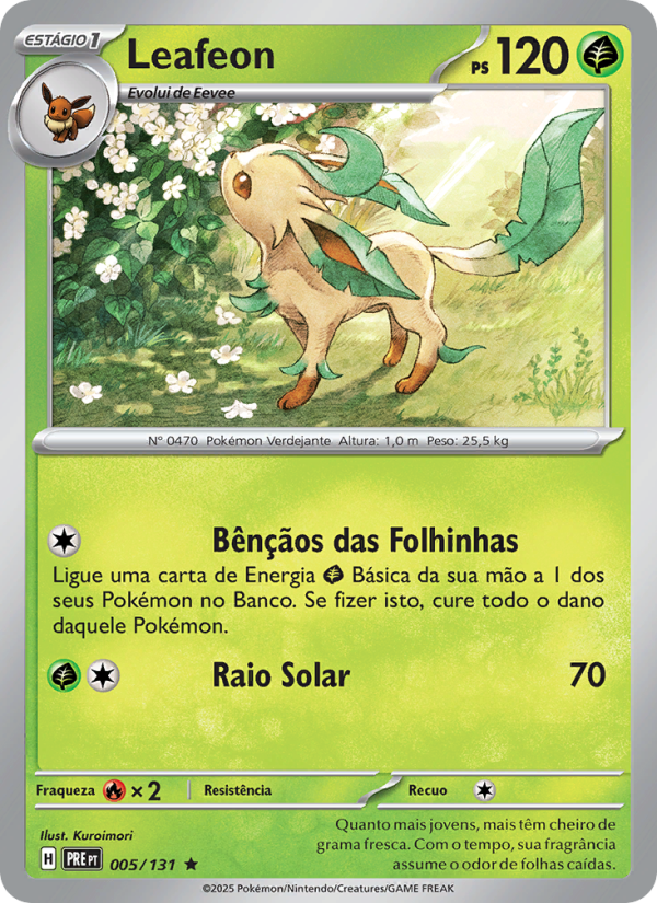 Leafeon 005 — Prismatische Entwicklungen (Portuguese Pokémon TCG card)