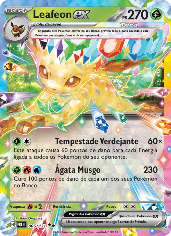 Leafeon ex 006 — Prismatische Entwicklungen (Portuguese Pokémon TCG card)