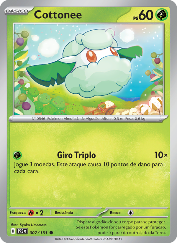 Cottonee 007 — Prismatische Entwicklungen (Portuguese Pokémon TCG card)