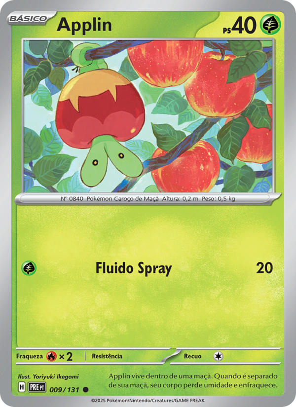 Applin 009 — Prismatische Entwicklungen (Portuguese Pokémon TCG card)
