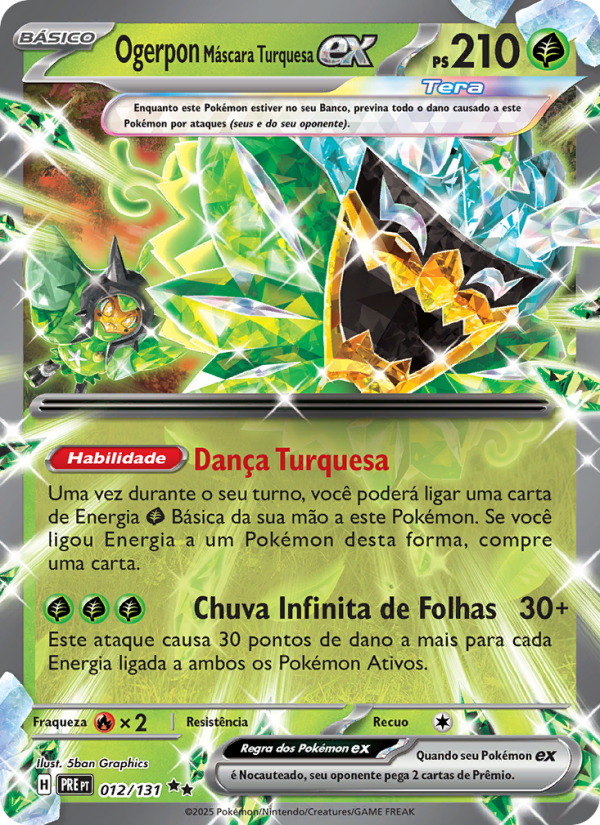 Ogerpon Máscara Turquesa ex 012 — Prismatische Entwicklungen (Portuguese Pokémon TCG card)