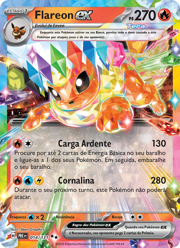 Flareon ex 014 — Prismatische Entwicklungen (Portuguese Pokémon TCG card)