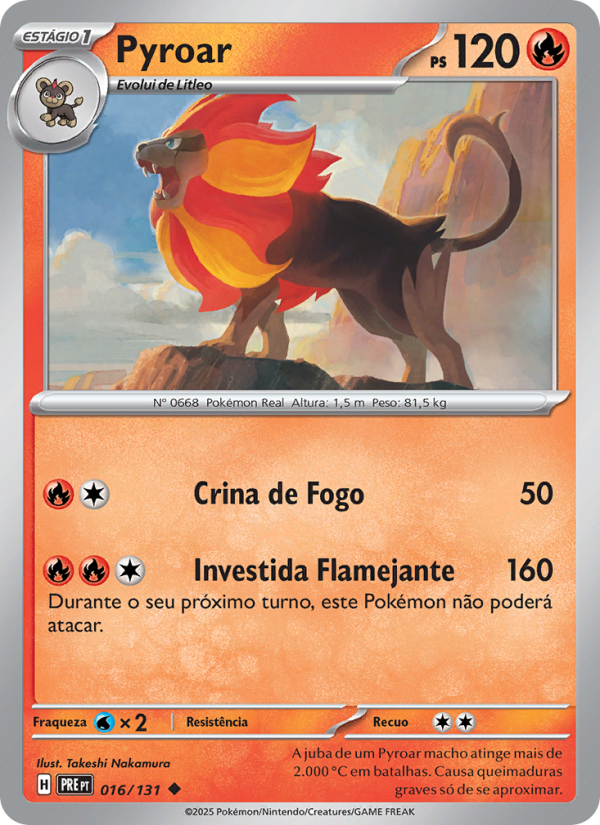 Pyroar 016 — Prismatische Entwicklungen (Portuguese Pokémon TCG card)
