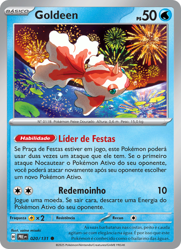 Goldeen 020 — Prismatische Entwicklungen (Portuguese Pokémon TCG card)
