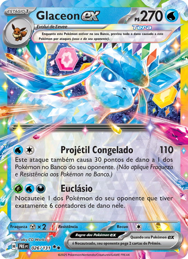 Glaceon ex 026 — Evoluções Prismáticas (Portuguese Pokémon TCG card)